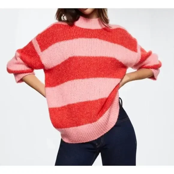 Mango Carioca Sweater Red Pink Small - Picture 2 of 16